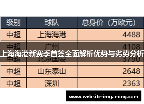 上海海港新赛季首签全面解析优势与劣势分析