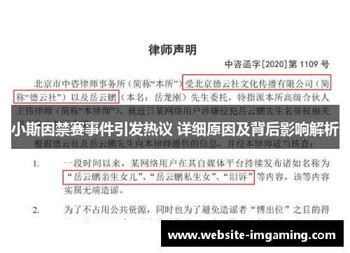 小斯因禁赛事件引发热议 详细原因及背后影响解析